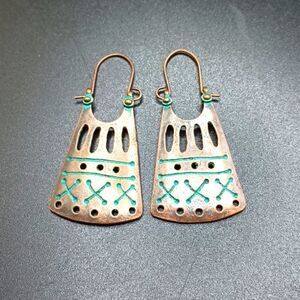 BRONZE copper turquoise tribal earrings